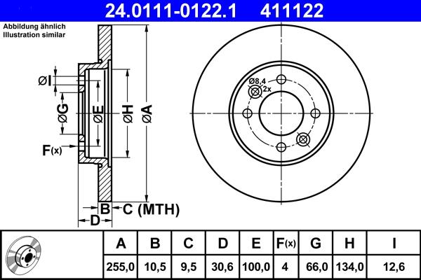 ATE 24.0111-0122.1 - Brake Disc car-mod.net