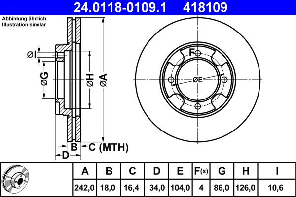 ATE 24.0118-0109.1 - Brake Disc car-mod.net
