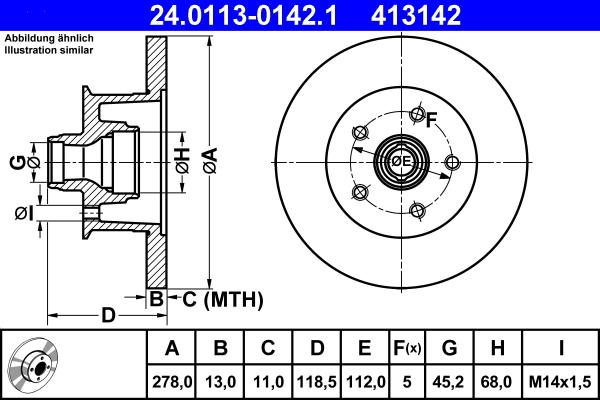ATE 24.0113-0142.1 - Brake Disc car-mod.net