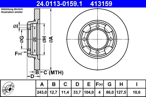 ATE 24.0113-0159.1 - Brake Disc car-mod.net