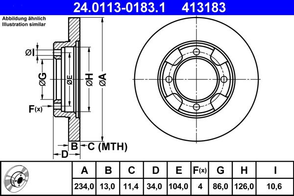 ATE 24.0113-0183.1 - Brake Disc car-mod.net