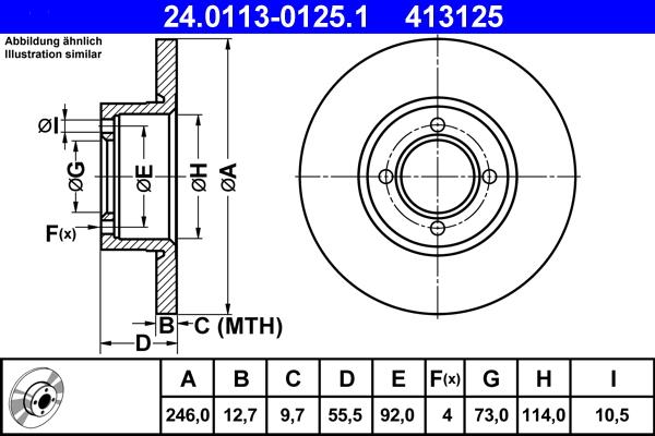 ATE 24.0113-0125.1 - Brake Disc car-mod.net