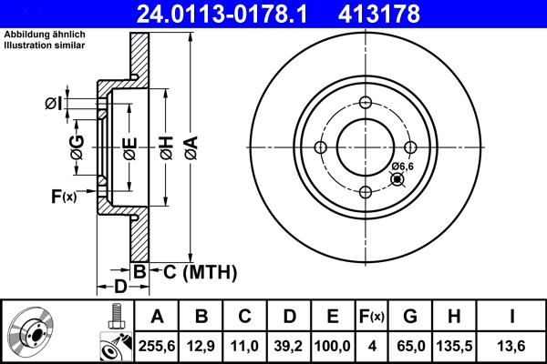 ATE 24.0113-0178.1 - Brake Disc car-mod.net