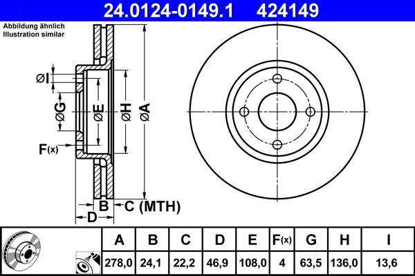 ATE 24.0124-0149.1 - Brake Disc car-mod.net