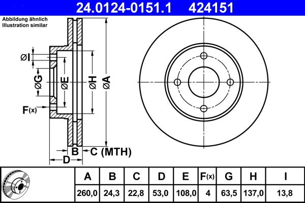 ATE 24.0124-0151.1 - Brake Disc car-mod.net