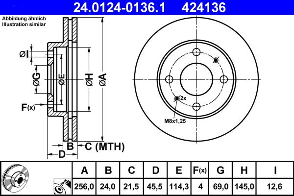 ATE 24.0124-0136.1 - Brake Disc car-mod.net