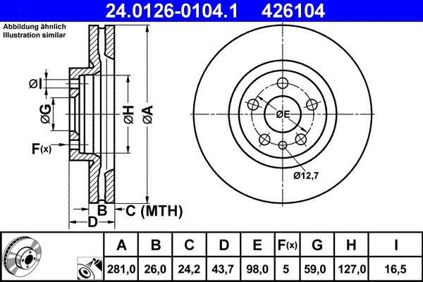 ATE 24.0126-0104.1 - Brake Disc car-mod.net
