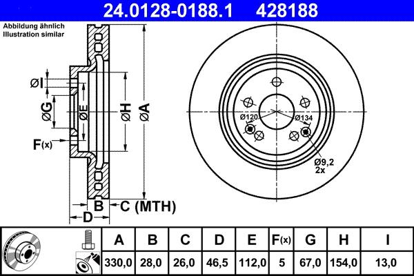ATE 24.0128-0188.1 - Brake Disc car-mod.net