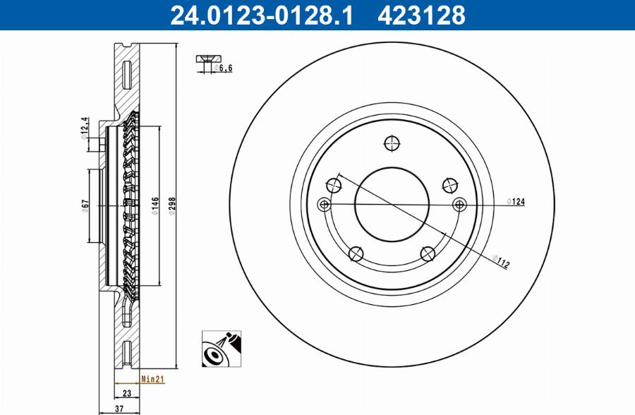ATE 24.0123-0128.1 - Brake Disc car-mod.net