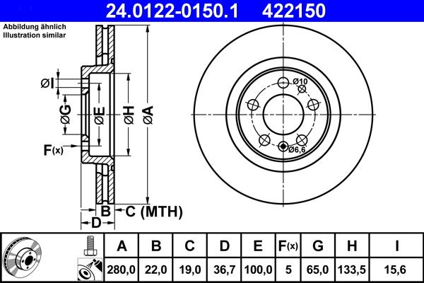 ATE 24.0122-0150.1 - Brake Disc car-mod.net