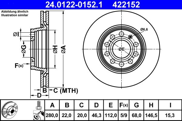 ATE 24.0122-0152.1 - Brake Disc car-mod.net