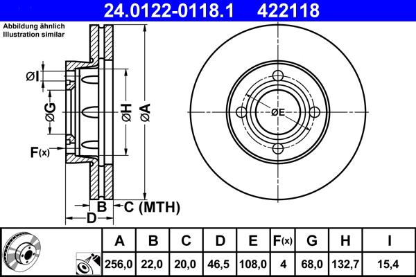 ATE 24.0122-0118.1 - Brake Disc car-mod.net