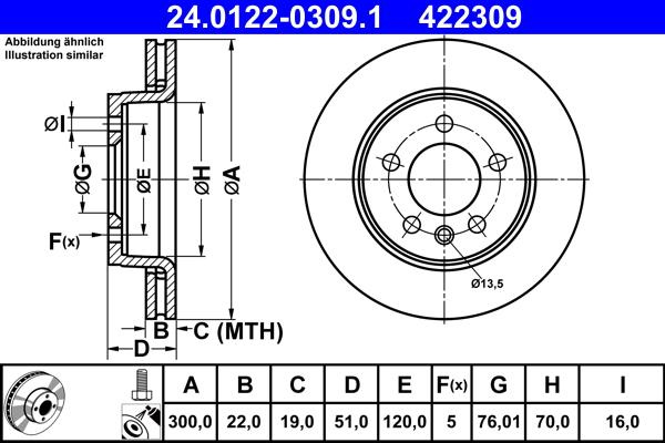 ATE 24.0122-0309.1 - Brake Disc car-mod.net