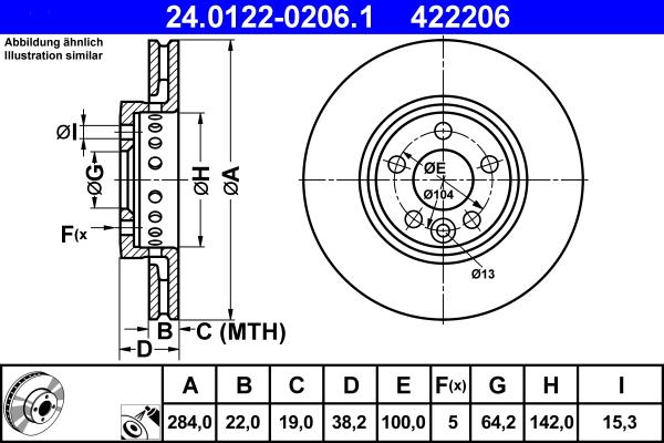 ATE 24.0122-0206.1 - Brake Disc car-mod.net