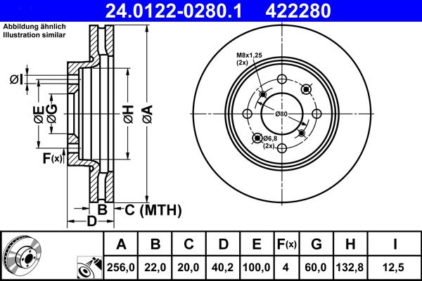 ATE 24.0122-0280.1 - Brake Disc car-mod.net