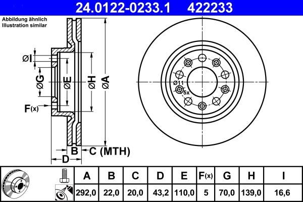 ATE 24.0122-0233.1 - Brake Disc car-mod.net