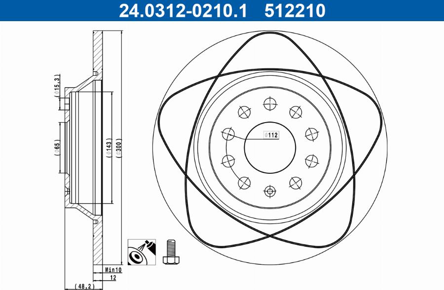 ATE 24.0312-0210.1 - Brake Disc car-mod.net