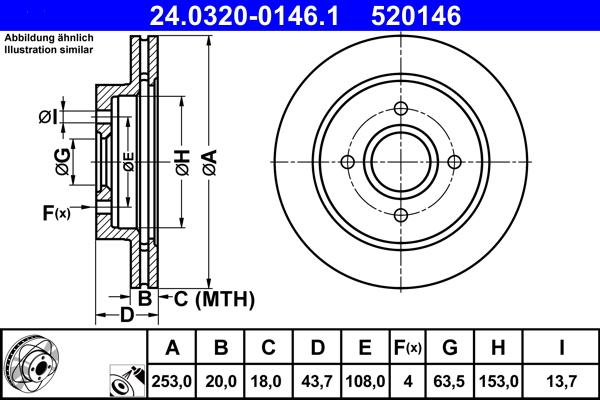 ATE 24.0320-0146.1 - Brake Disc car-mod.net