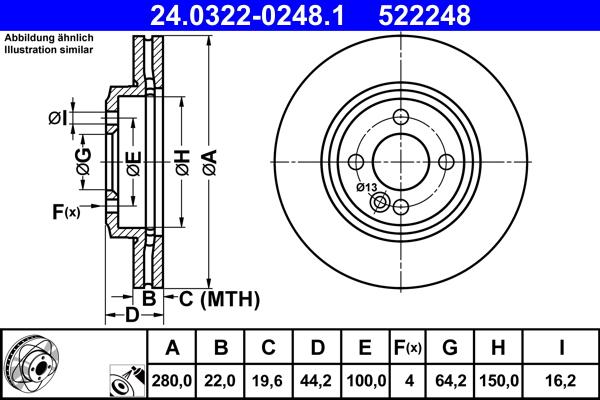 ATE 24.0322-0248.1 - Brake Disc car-mod.net