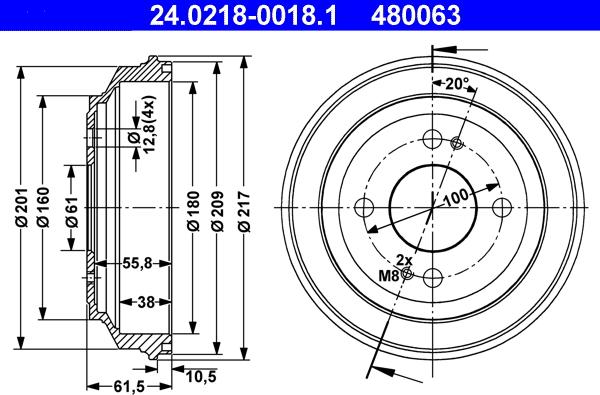 ATE 24.0218-0018.1 - Brake Drum car-mod.net