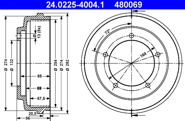 ATE 24.0225-4004.1 - Brake Drum car-mod.net