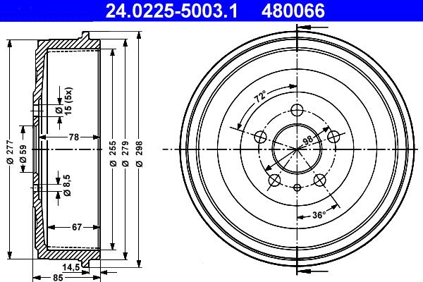 ATE 24.0225-5003.1 - Brake Drum car-mod.net
