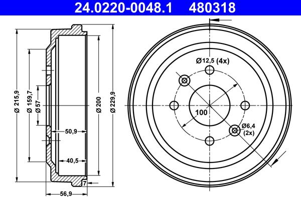 ATE 24.0220-0048.1 - Brake Drum car-mod.net