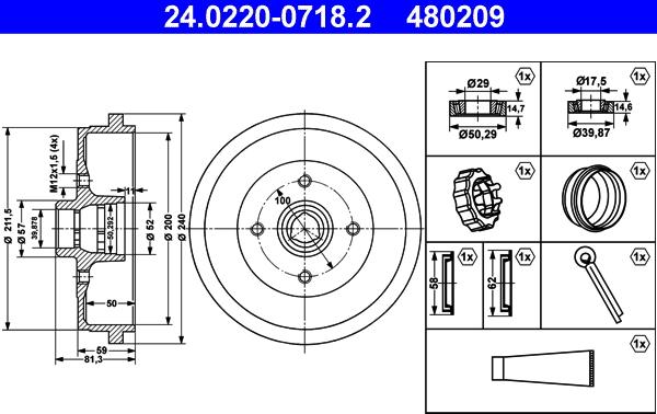 ATE 24.0220-0718.2 - Brake Drum car-mod.net