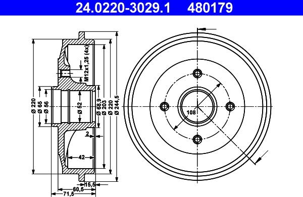 ATE 24.0220-3029.1 - Brake Drum car-mod.net
