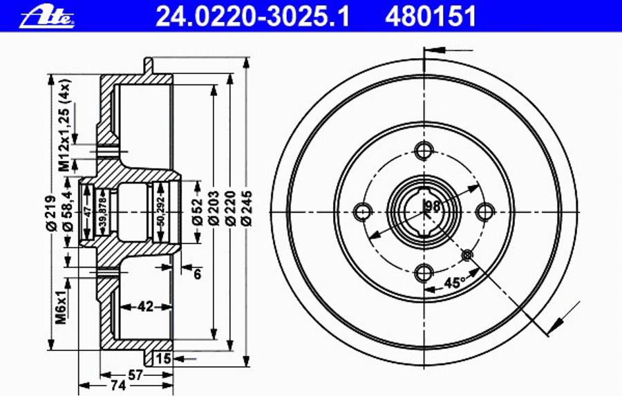 ATE 24022030251 - Brake Drum car-mod.net