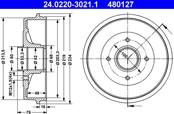 ATE 24.0220-3021.1 - Brake Drum car-mod.net