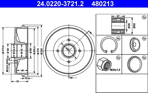 ATE 24.0220-3721.2 - Brake Drum car-mod.net