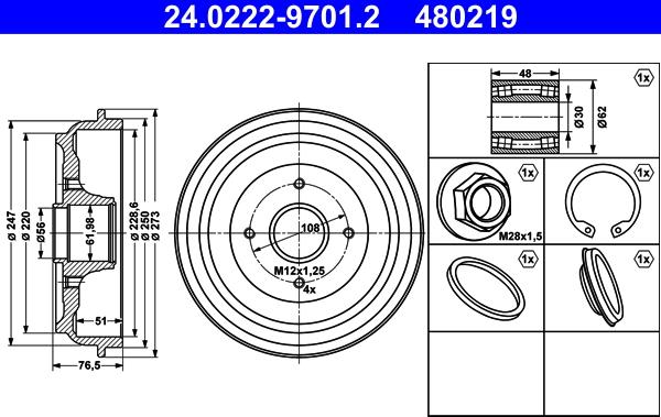 ATE 24.0222-9701.2 - Brake Drum car-mod.net