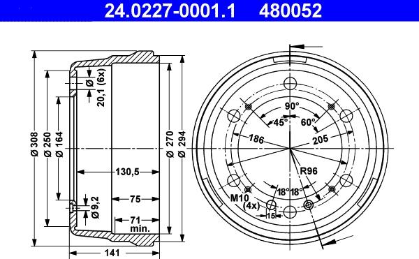 ATE 24.0227-0001.1 - Brake Drum car-mod.net
