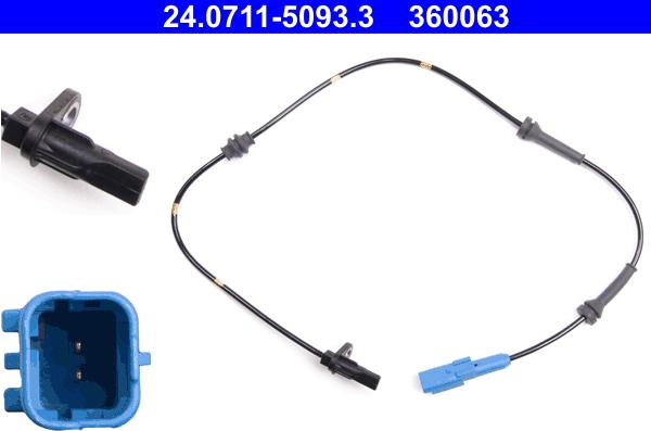 ATE 24.0711-5093.3 - ABS sensor, wheel speed car-mod.net