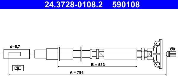 ATE 24.3728-0108.2 - Clutch Cable car-mod.net