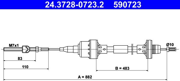 ATE 24.3728-0723.2 - Clutch Cable car-mod.net