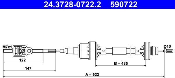 ATE 24.3728-0722.2 - Clutch Cable car-mod.net