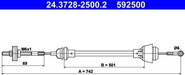 ATE 24.3728-2500.2 - Clutch Cable car-mod.net