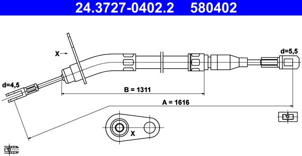ATE 24.3727-0402.2 - Cable, parking brake car-mod.net