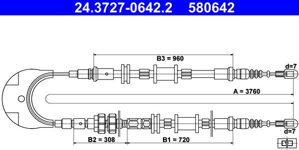 ATE 24.3727-0642.2 - Cable, parking brake car-mod.net