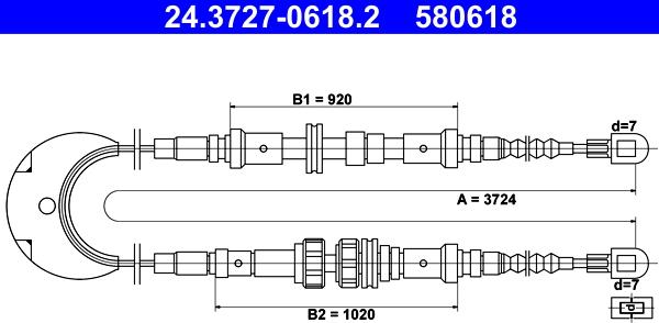 ATE 24.3727-0618.2 - Cable, parking brake car-mod.net