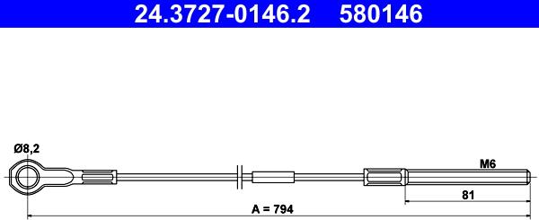 ATE 24.3727-0146.2 - Cable, parking brake car-mod.net