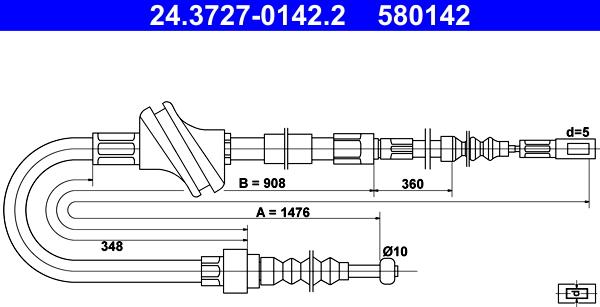 ATE 24.3727-0142.2 - Cable, parking brake car-mod.net