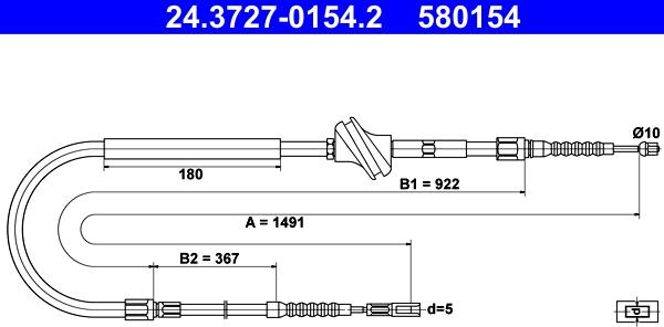 ATE 24.3727-0154.2 - Cable, parking brake car-mod.net
