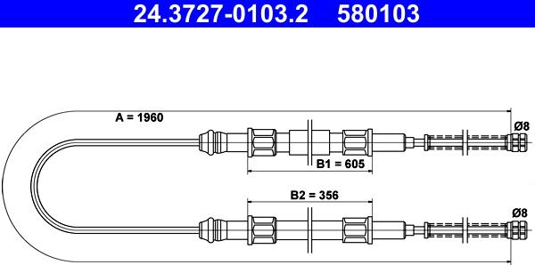 ATE 24.3727-0103.2 - Cable, parking brake car-mod.net