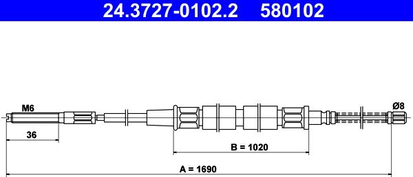 ATE 24.3727-0102.2 - Cable, parking brake car-mod.net
