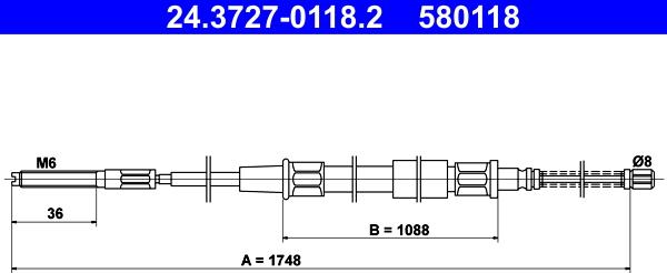 ATE 24.3727-0118.2 - Cable, parking brake car-mod.net