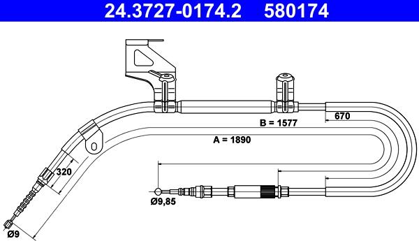 ATE 24.3727-0174.2 - Cable, parking brake car-mod.net