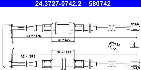 ATE 24.3727-0742.2 - Cable, parking brake car-mod.net